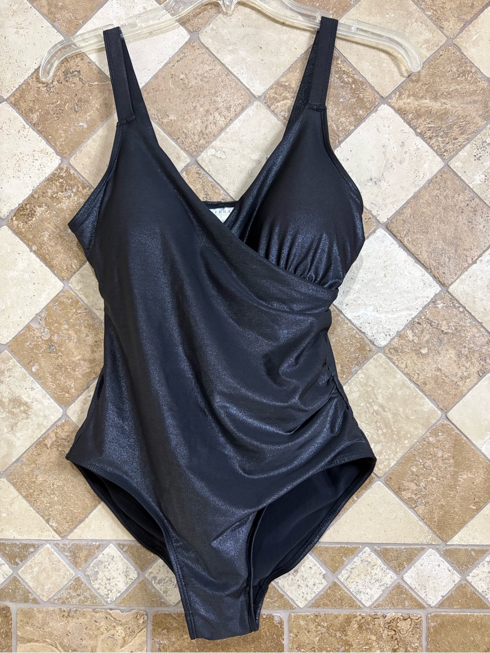 Women’s Black Shimmer One-Piece Swimsuit Size Small